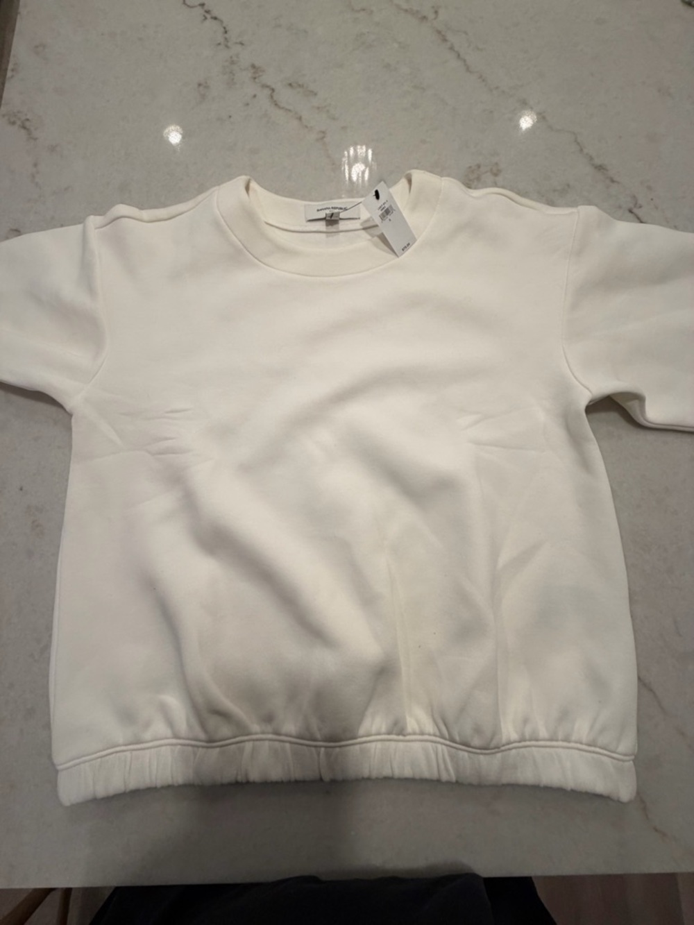 BANANA REPUBLIC Everyday Minimal Cream Crewneck Sweatshirt! NWT! S - Picture 4 of 5
